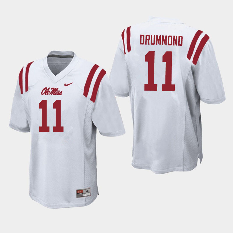 Dontario Drummond Ole Miss Rebels NCAA Men's White #11 Stitched Limited College Football Jersey NMN4358NJ